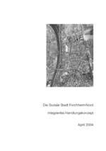 Die Soziale Stadt Forchheim-Nord - Integriertes Handlungskonzept (April 2004) Deckblatt mit einen schwarz-weißen Luftbild des Stadtteils Forchheim-Nord