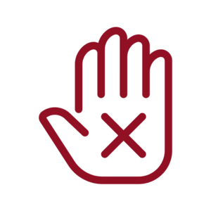 Icon, das eine abwehrende Hand zeigt, auf der sich ein Kreuz befindet