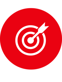 Roter Kreis mit Zielscheibensymbol