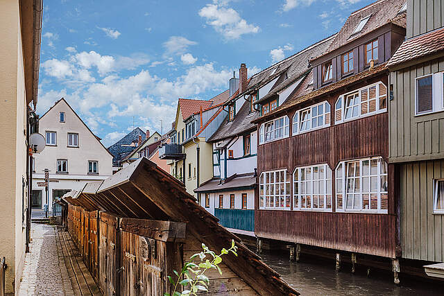 Fischkästen an der Wiesent in Forchheim