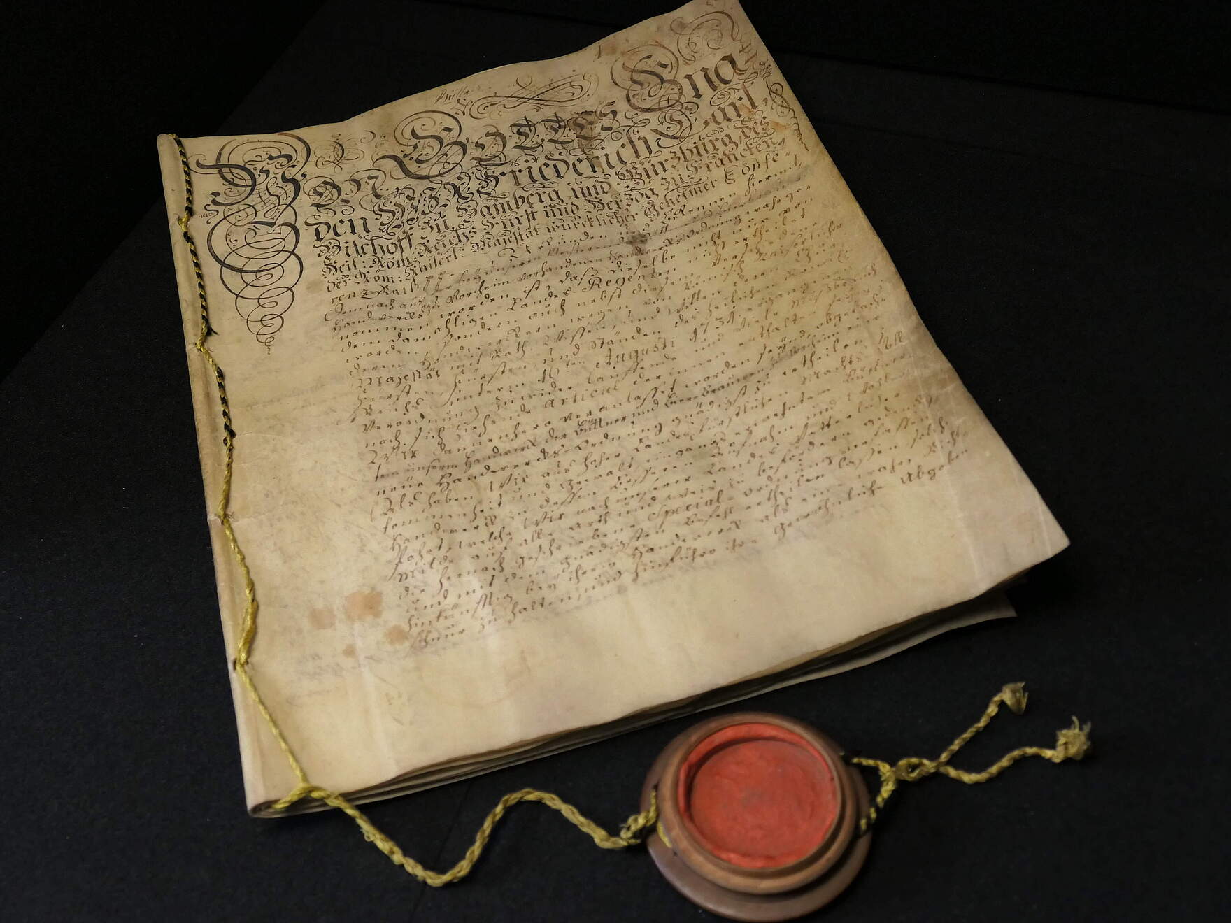 Historische Urkunde mit Siegel aus dem Forchheimer Stadtarchiv