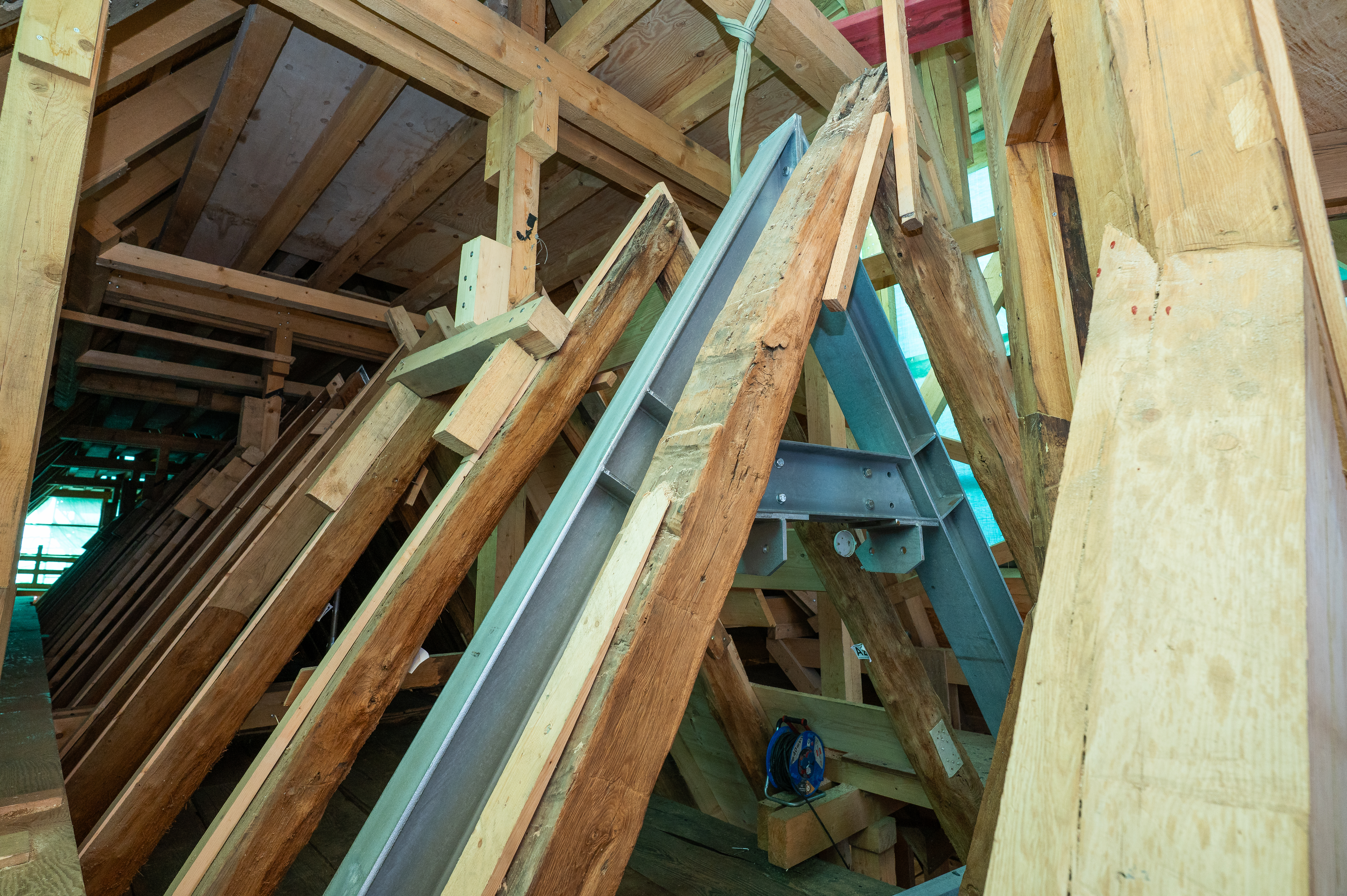 Baufortschritt Gebälk Dachstuhl